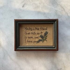 Decorative Hand Stitched Framed Friend Quote with Floral Design